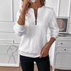 Women Fashion Casual Solid Color Women's Clothing Pullover Long Sleeve Slim Zipper Blouse Top