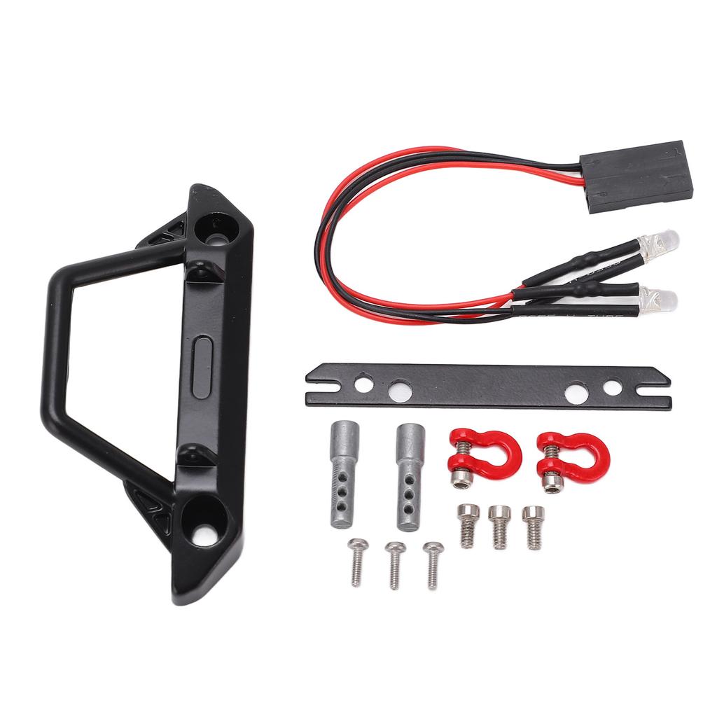 RC Flat Front Bumper Car Protection with 2 LED Headlights for Axial SCX24 124 RC Car Crawler