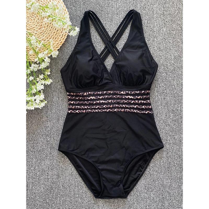 2025 V-neck Swimsuit Women One Piece Leopard Sexy Vintage Swimwear Female Bodysuit Bathers Bathing Swimming Swim Suit Beachwear