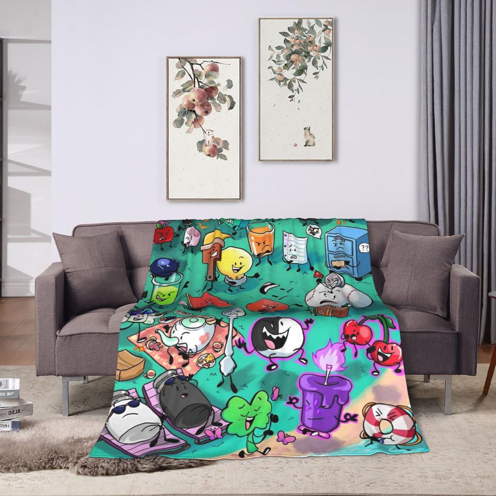 BFDI Inanimate Insanity Blankets Fleece Summer Portable Warm Throw Blankets for Sofa Office Bedding Throws
