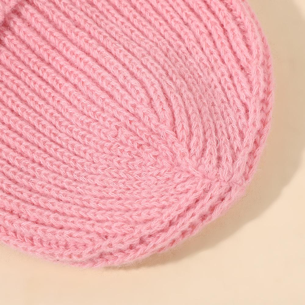 Теплая двухслойная вязаная шерстяная шапка - однотонная, холодостойкая, для осени и зимы