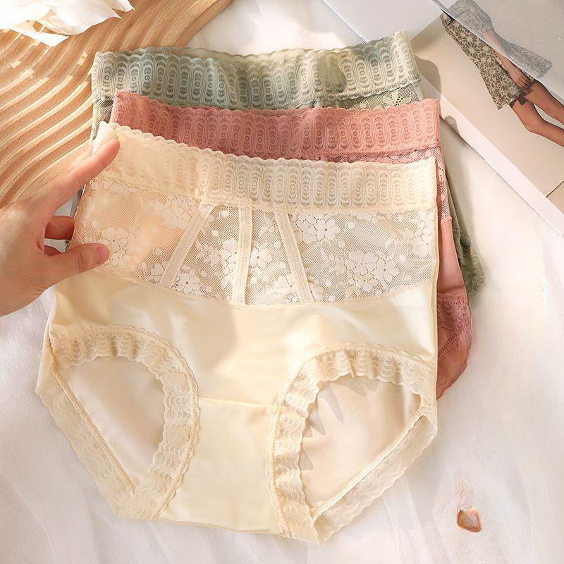Lace High Waisted Hip Lifting and Belly Hugging Thin Skin Friendly Crotch Underwear for Women with No Trace of Nudity Skin Sexy and Breathable