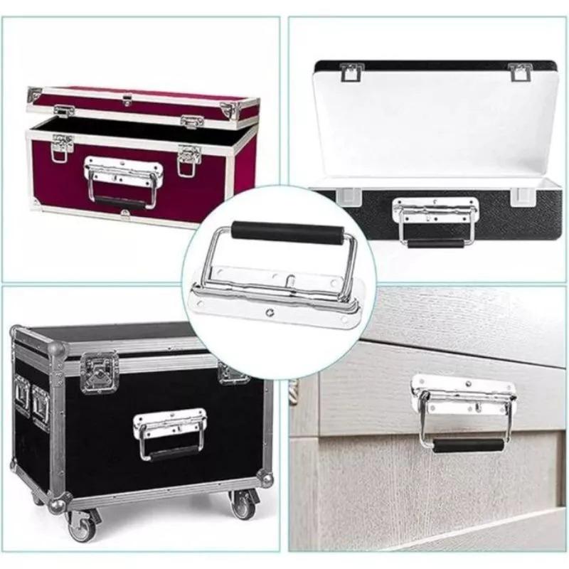 Metal Speaker Box Handle Easy Mount Black Spring Rubber Grip 4Pcs for Heavy Transport Flight Cases