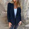 Женские куртки Повседневная куртка с лацканами и длинным рукавом Однотонное пальто для женщин