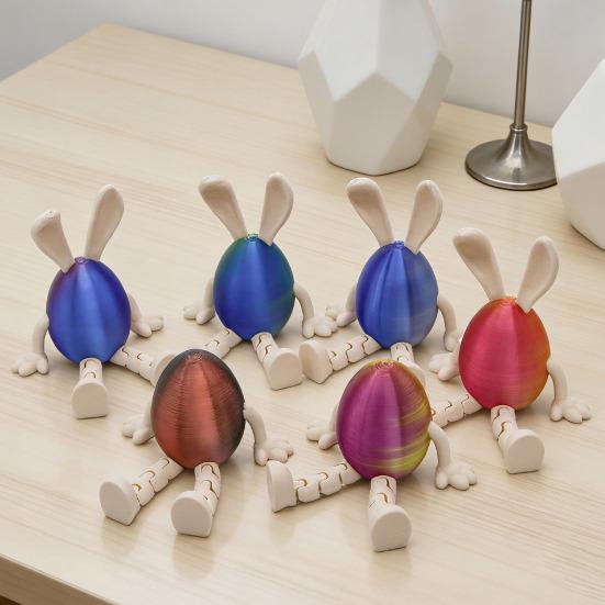 Фигурка Пасхального Яйца с шарнирными ножками 3D-печать, подвижные суставы, ушки кролика, яйцо-фиджет, украшение для праздничной вечеринки