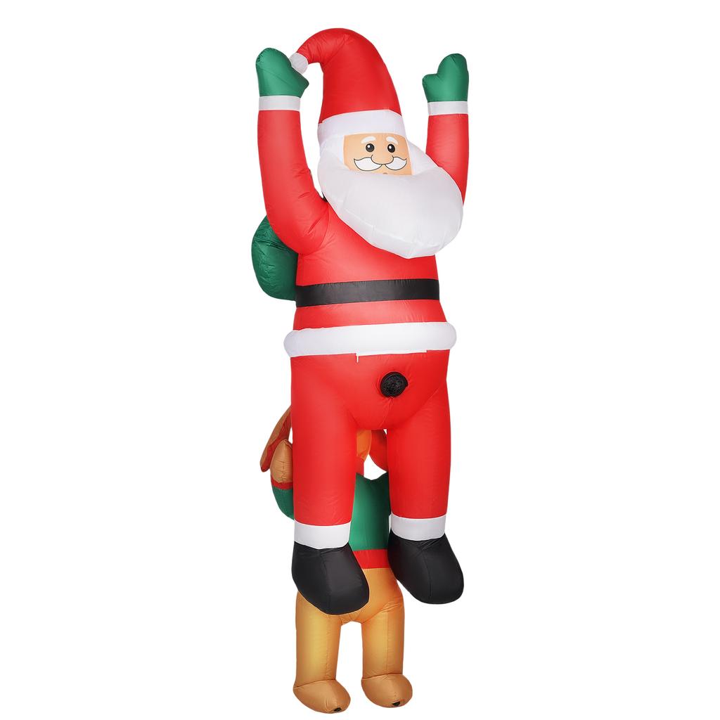 7FT Hanging Christmas Inflatable Santa with Dog, Christmas Blow Up Decoration with Built-in LED Lights for Garden, Indoor Outdoor Home Decor