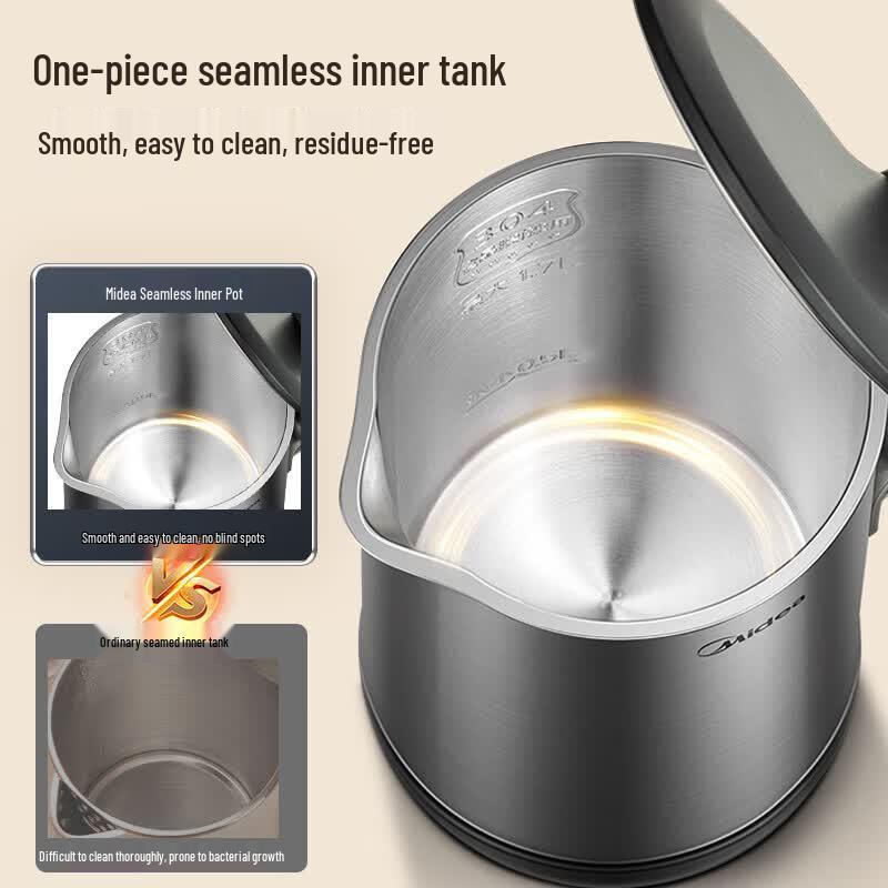 Midea 1.7L Double-Layer Anti-Scald Stainless Steel Electric Kettle CN plug (adapter included)