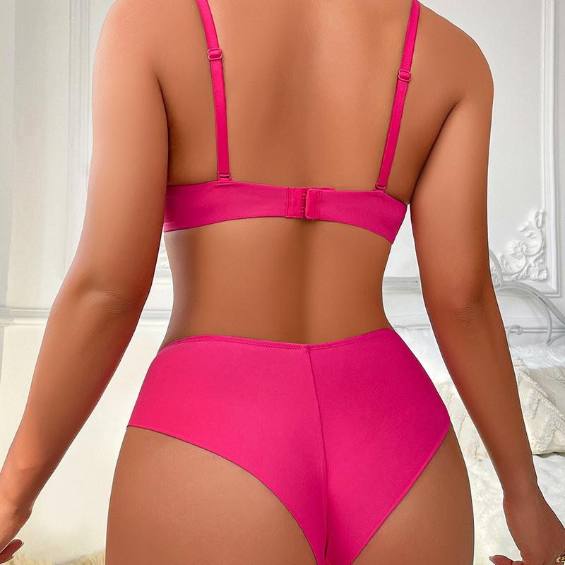 Женский сексуальный комплект нижнего белья с кружевной отделкой, комплект нижнего белья контрастного цвета с эффектом пуш-ап, мягкий комплект бюстгальтера и трусиков на косточках