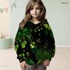 Girls Long Sleeve Hooded Pullover Navy Blue Snowflake Printed