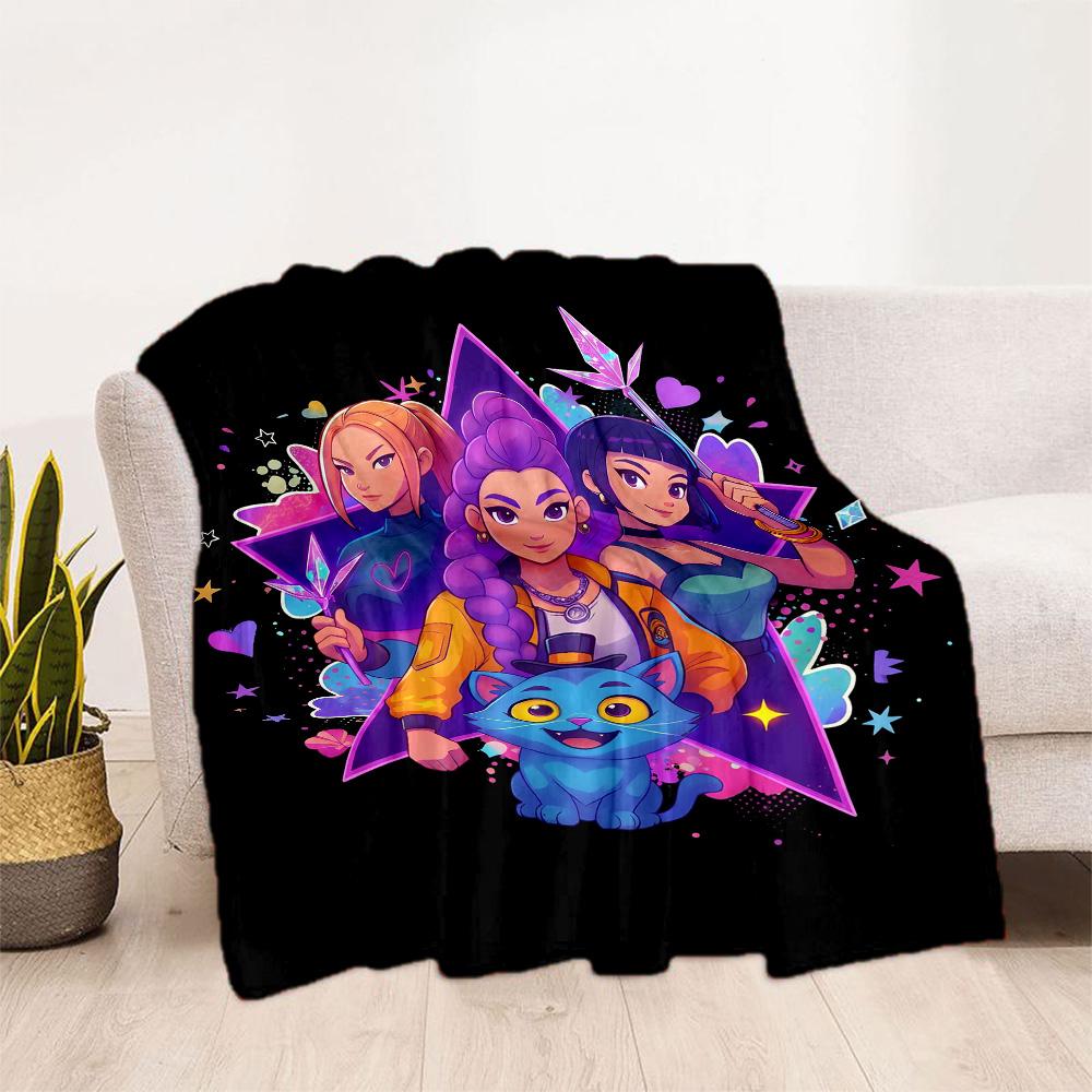 Andrea's K-pop Demon Hunters Blanket Warmthful Decor Suitable for Livingroom Office Chair for All Seasons Playful Design