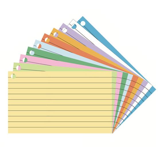 Цветные учетные карточки Флэш-карточки с металлическим кольцом Гладкое письмо Утолщенная бумага Карточки для заметок без растекания чернил Карточки для изучения в линейку