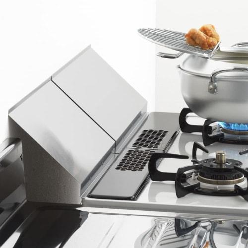 Yoshikawa Gas Stove Exhaust Vent Cover, Oil Splash Guard, 32cm Wide, 17.5cm Deep, Set of 2, Stackable, Silver, Made In Japan, Induction Cooktop Grill