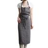 Glaswe Linen Apron, Approximately 100cm Wide, 96cm Long, Cafe-Style, Covers Your Bottom, Simple Design with Pockets, Suitable for Home Use (Gray)