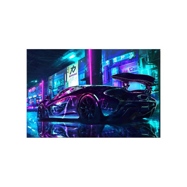 Будущее научно-фантастическое искусство киберпанк постер ночной городской уличный пейзаж холст картина спортивная машина настенная живопись для домашнего декора комнаты