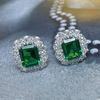 Серьги-гвоздики Huitan Sparkling Green Cub Zirconie для женщин, эстетичные свадебные аксессуары, цветные женские украшения