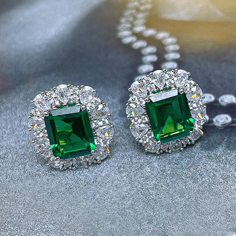 Серьги-гвоздики Huitan Sparkling Green Cub Zirconie для женщин, эстетичные свадебные аксессуары, цветные женские украшения