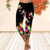 Брюки, летние короткие леггинсы, укороченные узкие брюки, леггинсы больших размеров, женские тонкие брюки с 3D разноцветным принтом листьев