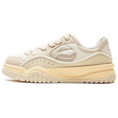 Li Ning Классическая Мода Трендовая Толстая Подошва Увеличивающая Рост Стройнящая Универсальная Обувь-Хлеб Женские Кроссовки Хаки AGCV464-2