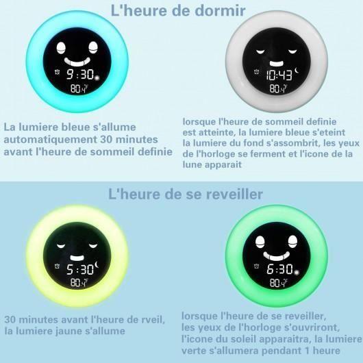 Réveil pour enfant - yisun - chat - 5 couleurs - capteur de température - rechargeable usb