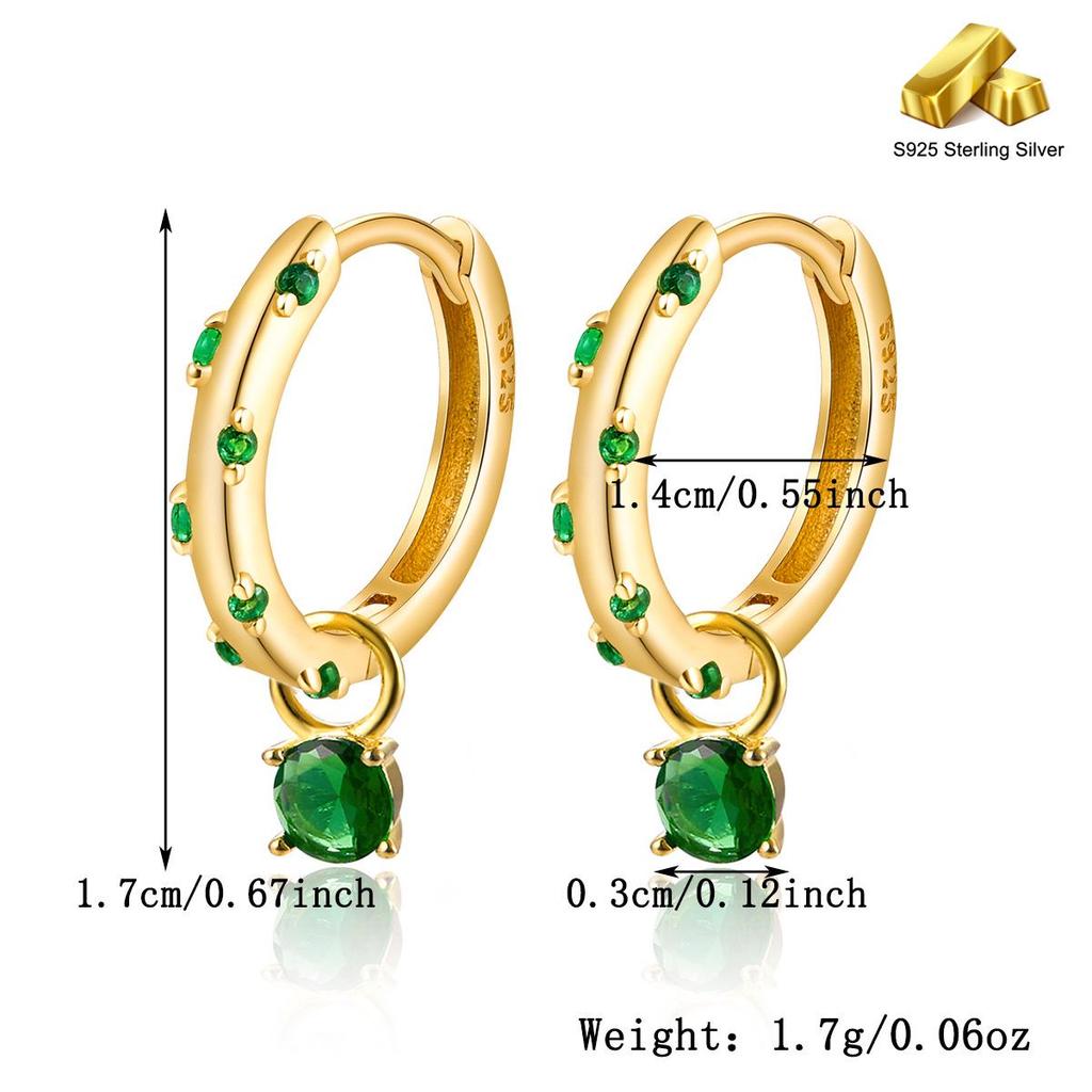 Серьги-кольца геометрической формы из стерлингового серебра S925 с инкрустацией цирконами - Классический ретро-дизайн