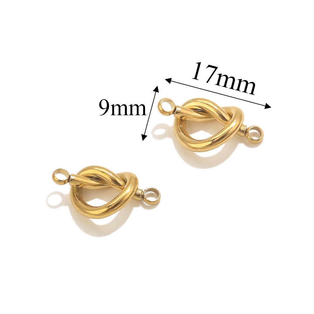 5 шт. Подвески-соединители из нержавеющей стали с двумя отверстиями для браслетов, ожерелий, изготовления ювелирных изделий, DIY, в виде сердца, банта, золотистые, коннекторы
