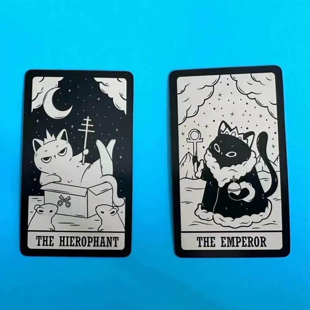 10.3*6cm Kitten Tarot Deck 78 Cute Tarot Cards for Beginners Rider-waite Tarot System Pocket Size Black and White