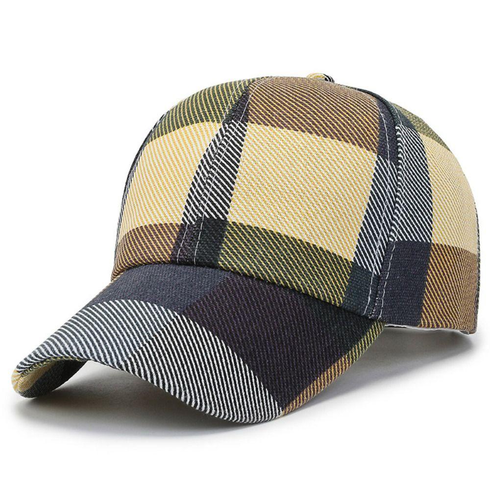 Outdoor Men Women Adjustable Sunscreen Hats Baseball Hats Sun Cap Plaid Caps