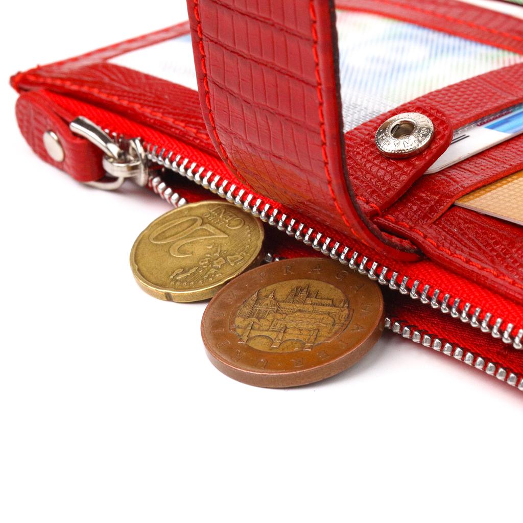 Beautiful Women's Wallet Made of Genuine Textured Leather CANPELLINI Wallet 21646 Red