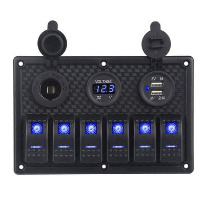 Zmayastar 6-позиционная водонепроницаемая панель переключателей для лодки с USB-зарядкой и светодиодным вольтметром, DC12-24V, Морские принадлежности, SP-CYKG-023