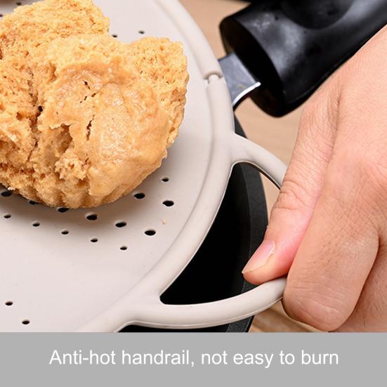 Silicone Splatter Screen for Frying Pan Grease Oil Splash Guard with Handle Heat Insulation Cooling Mat Strainer Drain Board for Baking Cooking