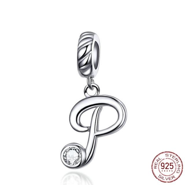 Браслет-подвеска из серебра 925 пробы с буквами AZ и буквами, бусины с именем для женщин, DIY кулон, изготовление ювелирных изделий