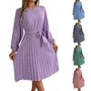 Women's Casual And Fashionable Long Sleeved Floral Print Pleated Skirt Dress Dress