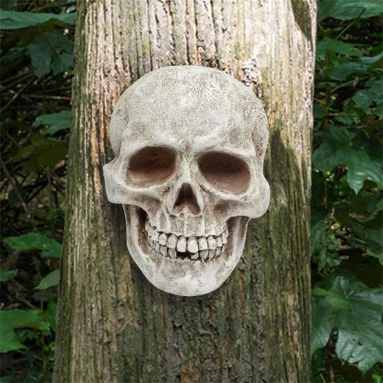 Реалистичная фигура черепа в натуральную величину, украшение в виде человеческого черепа, декор на Хэллоуин, статуя ужаса из смолы, водонепроницаемое украшение для дома и офиса, двора