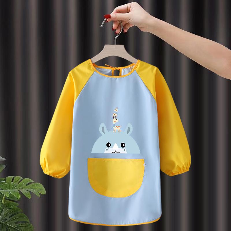 Детский водонепроницаемый художественный фартук с логотипом - Двусторонний фартук для рисования и еды
