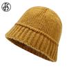 Yellow Army Green Warm Knitted Hats For Women Men Stylish Korean Winter Bucket Hat Outdoor Cold Protection Beanie Hat Bonnet