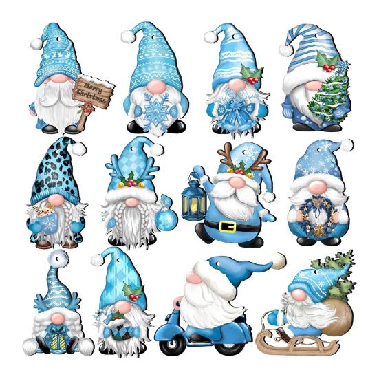 12/24Pcs Gnome Doll Pendants Lanyard with Merry No Fading Christmas Gnomes Decorations for Gifts
