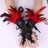 1 Pair of Halloween Feather Fingerless Gloves-black Lace Arm Cuffs for Parties and Dance Events