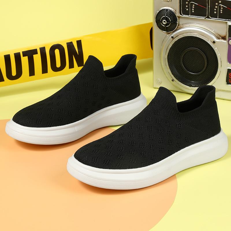 Весенне-осенние спортивные мужские кроссовки из дышащего трикотажа, пара, высокие, носки-обувь, большой размер, с закрытой стопой, повседневная ленивая обувь на платформе