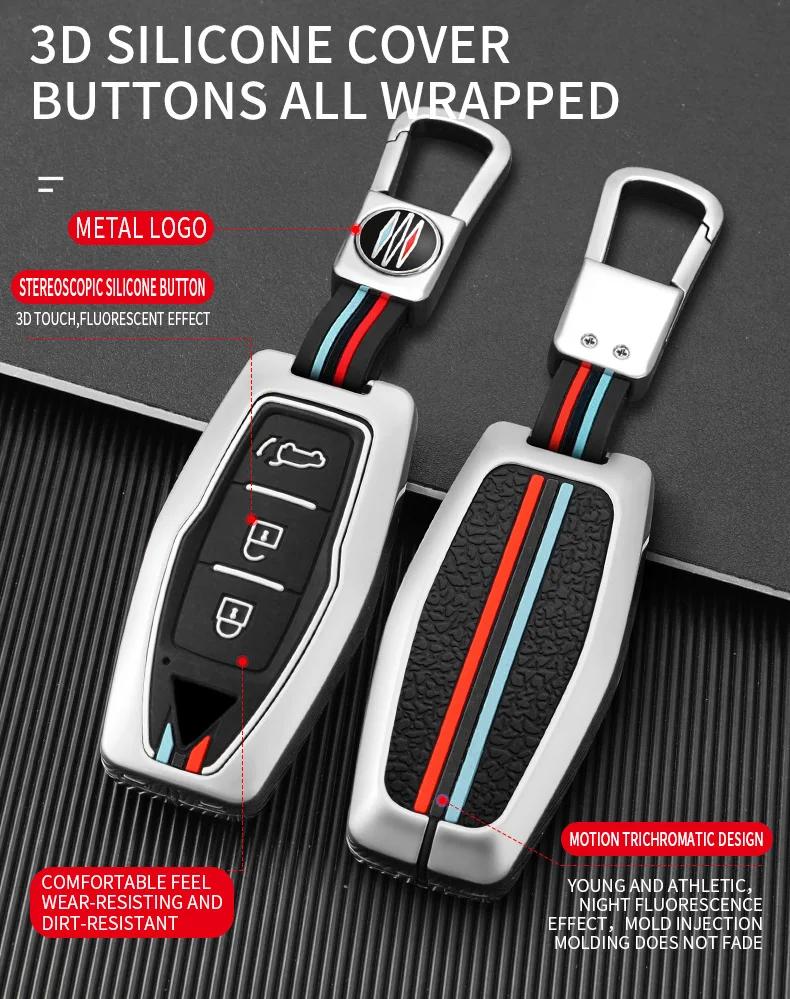 Interior Mouldings Zinc Alloy + Silicone Car Key Case Cover Shell Fob For Mitsubishi Outlander 2022 2023 2024 Control Car Interi