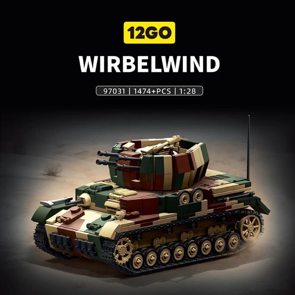 Конструктор DIY Немецкий Flakpanzer IV Wirbelwind 1474 детали MOC Танк-зенитка времен Второй мировой войны Модель из кубиков Игрушка-конструктор Подарок для взрослых