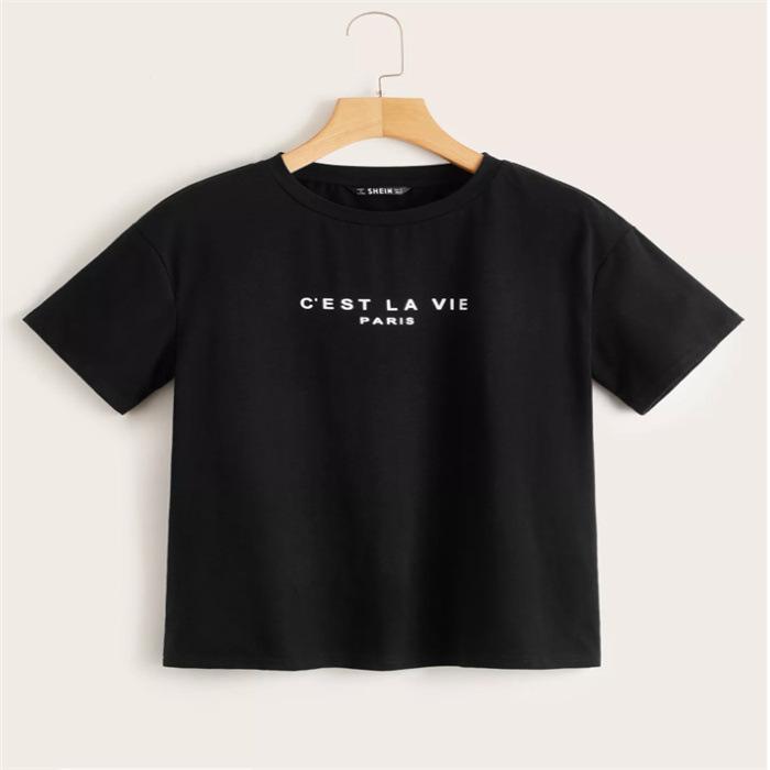 Летний топ с круглым вырезом и принтом, модные повседневные милые женские футболки из чистого хлопка с короткими рукавами