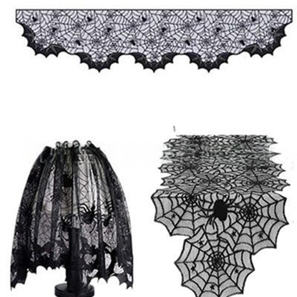 Halloween Tablecloth and Light Covers Set For Dining Table Mantels Holiday Decorations Washable Table Runner Lampshade