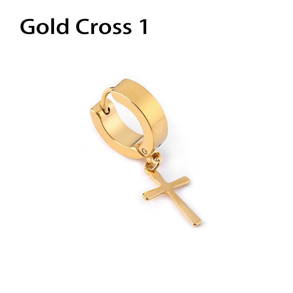 1Pc Punk Gothic Piercing Stainless Steel Cross Stars Dangle Earrings Ear Stud Pendant