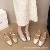 Xiaoxiangfeng Square Head Gentle Single Shoes Women's 2025 Autumn New Rhinestone Word with Shallow Thick Heel Mary Jane Shoes Women