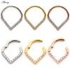 Alisouy 1PC Stainless Steel Love Heart Water Drop Zircon Hinged Clicker Nose Septum Ring Cartilage Earring Body Piercing Jewelry