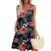 Women's Summer Casual U-shaped Tie Pocket Popular Floral Print Dress