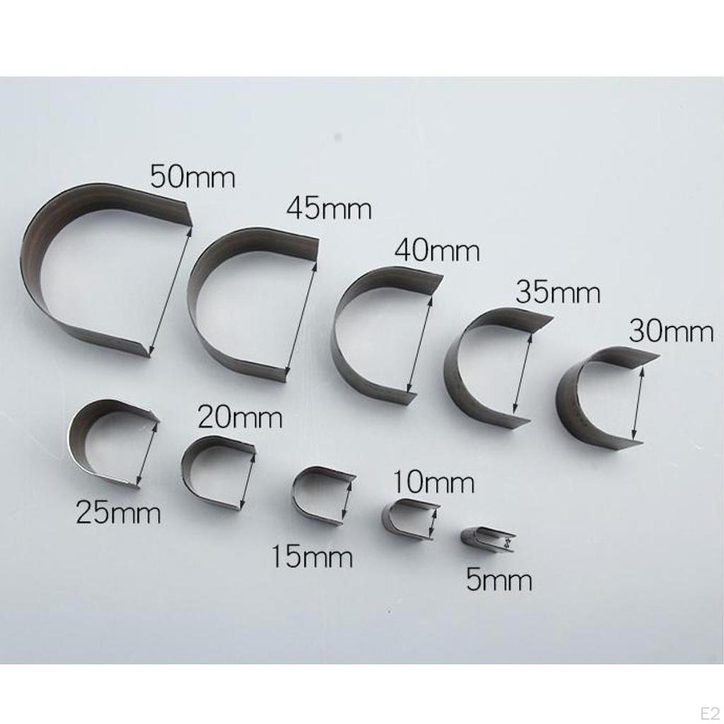 10x шаблонов для вырубки кожи, полукруглых, многоцелевых, для поделок