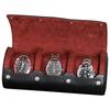 ROTHWELL Watch Roll Travel Case for 3 Watches Tough Portable Protection for All Watches and Smartwatches Up To 50mm (Black/Red)