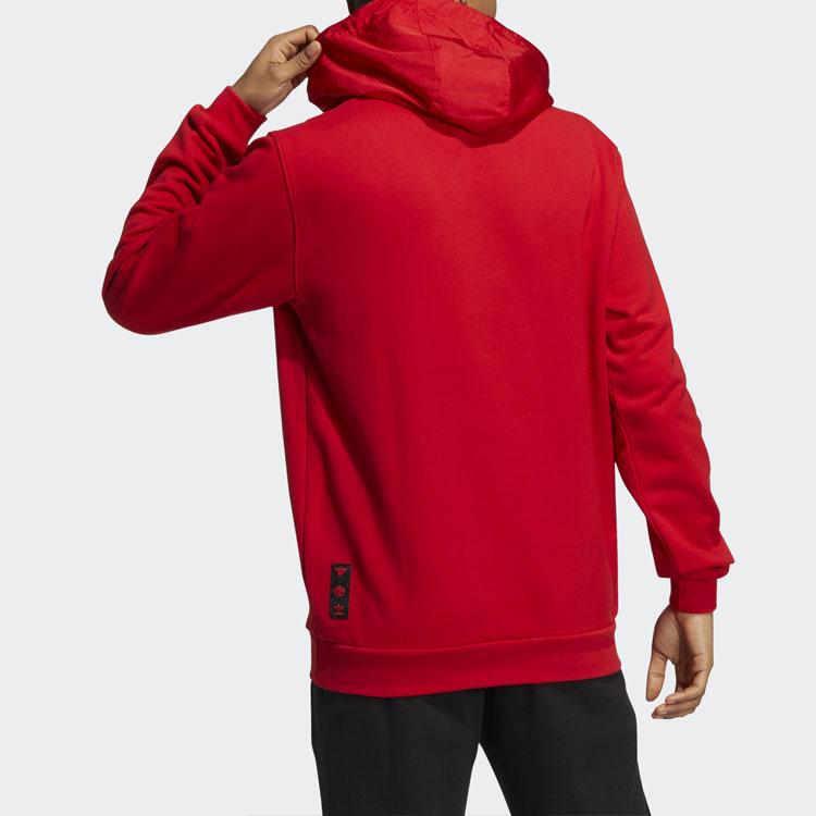 Adidas Originals Trefoil CNY Colorful Logo Print Hoodie Men Hoodie Light-Scarlet HD0318