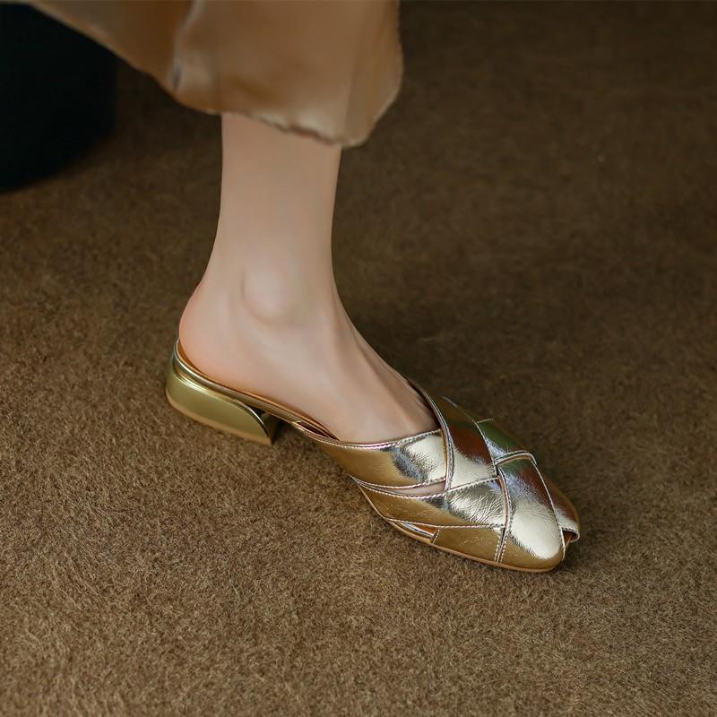 Mueller Shoes для женщин с первоклассным чувством верхней одежды. Летние новые тапочки с круглым носком и мягкой плетеной повязкой на голову.